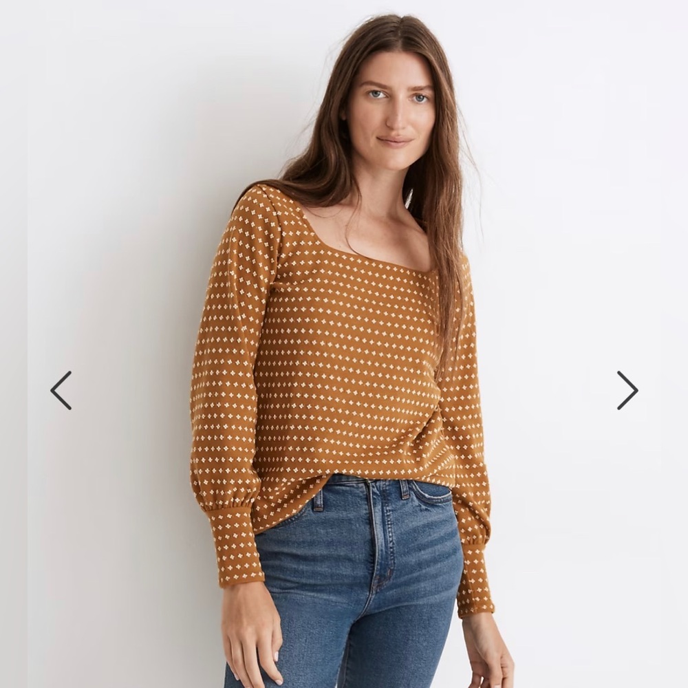 NEW Madewell Floral Jacquard Top in Antique Gold
